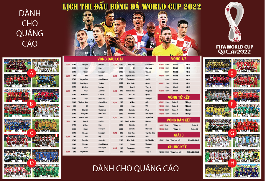In lịch thi đấu bóng đá World Cup 2022