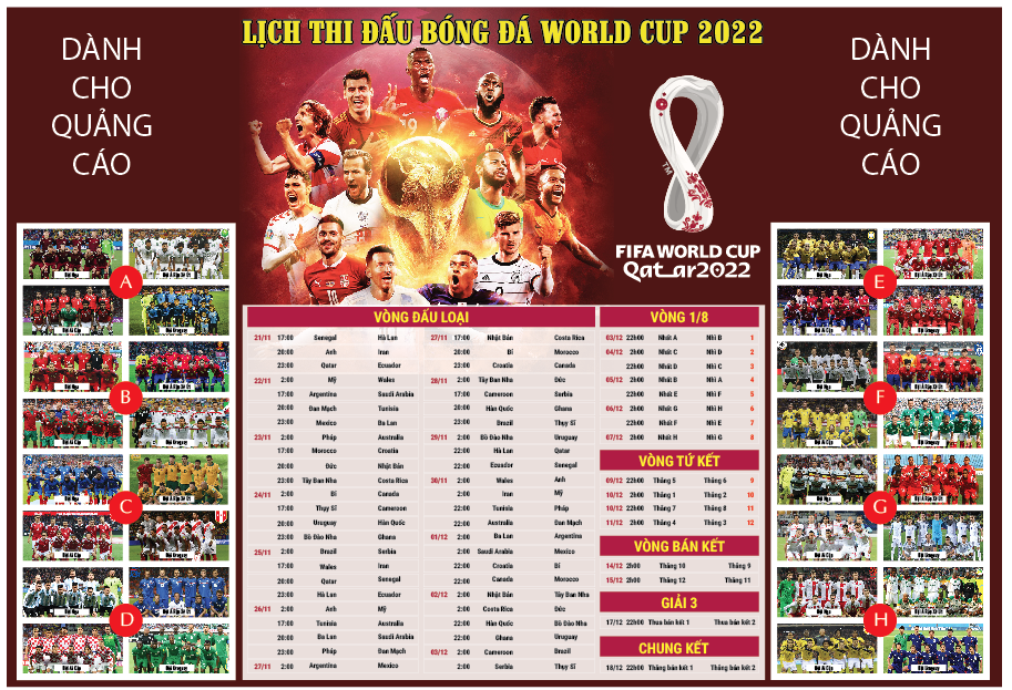 Lịch thi đấu worldcup 2022 tại Qatar